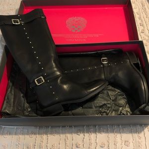 black leather riding boots